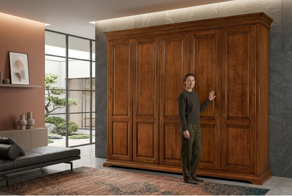 Bedroom wardrobe closet wood living room furniture brown Italy