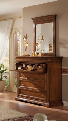 Dresser with mirror wood design 2-piece. Bedroom suite sideboard