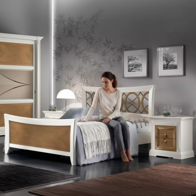 Bedroom furniture 3-piece set bed solid wood nightstands 2x wooden beds