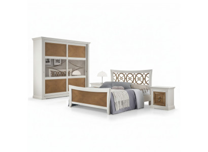 Bedroom furniture 3-piece set bed solid wood nightstands 2x wooden beds