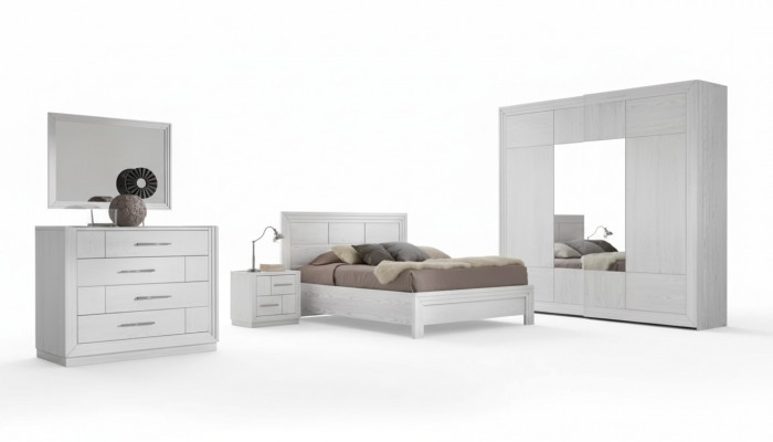 Luxury Complete Bedroom Set Bed 2x Nightstands Wardrobe