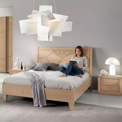 Design bedroom 3-piece set. Bed 2x nightstands modern luxury bed set