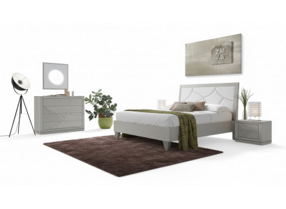 Bedroom set bed 2x bedside tables console beds luxury upholstery 5 pcs.