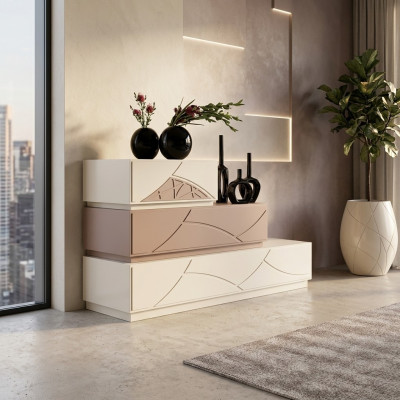 Italian furniture design chest of drawers modern beige luxury wood furniture new