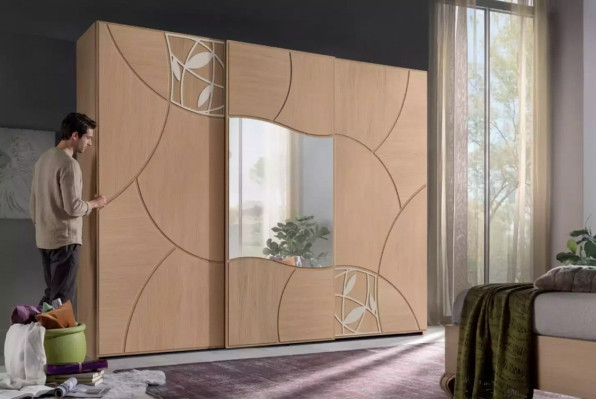 Wardrobe sliding doors bedroom closet wall wood mirror new