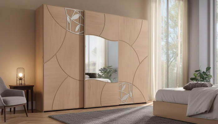 Wardrobe sliding doors bedroom closet wall wood mirror new