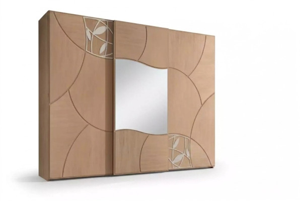 Wardrobe sliding doors bedroom closet wall wood mirror new
