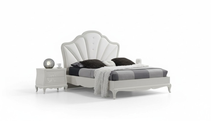 Bedroom 3-piece set bed 2x nightstands modern design gray beds