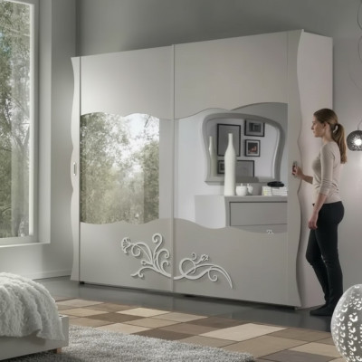 Wardrobe cupboard luxury furniture wood for bedroom grey modern