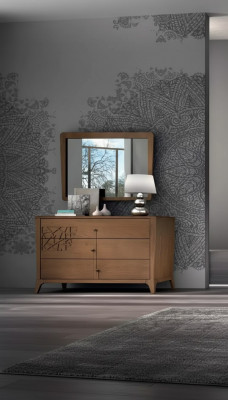 Bedroom dresser with mirror wooden furniture cabinet brown modern new