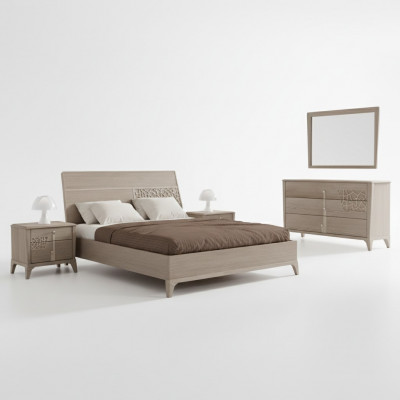 Bed Bedroom Sets Designer Luxury Complete 2x Nightstands 3 pcs.