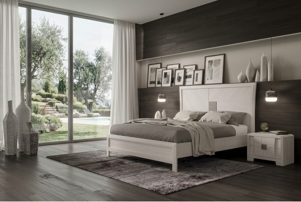 Bed 2x Nightstands 3-piece Bedroom Set Design Modern Luxury Furniture