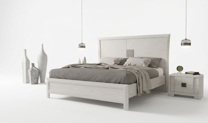 Bed 2x Nightstands 3-piece Bedroom Set Design Modern Luxury Furniture