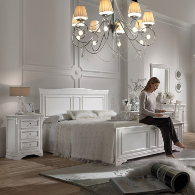 Complete bedroom bed 2x nightstands 3-piece set designer luxury