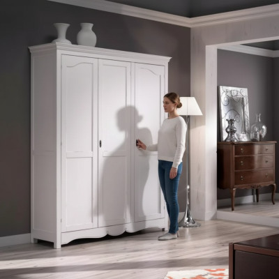 Wardrobe Wooden Cabinet Closet Bedroom Luxury Furniture White New