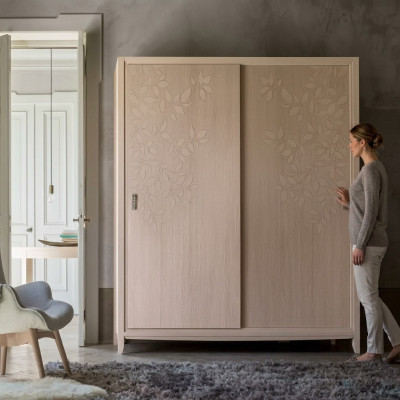 Wardrobe closet furniture bedroom cabinets wood furnishings beige