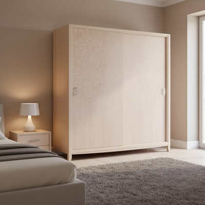 Wardrobe closet furniture bedroom cabinets wood furnishings beige
