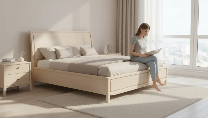 Double bed, beds, bedroom, designer beds, furniture, solid wood bed, new.