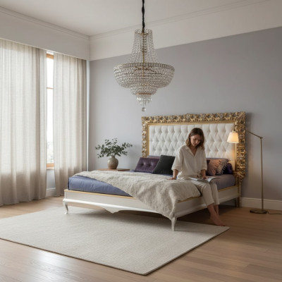 Bed Luxury Bed Frame Wood Bedroom Double Italian Furniture New