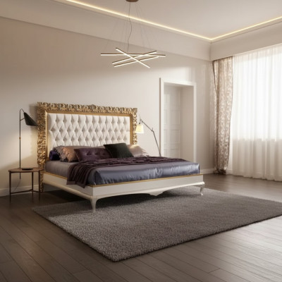 Bed Luxury Bed Frame Wood Bedroom Double Italian Furniture New