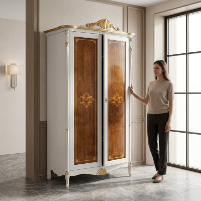 Wardrobe White Luxury Closet Bedroom Wood Furniture Cabinets New