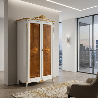 Wardrobe White Luxury Closet Bedroom Wood Furniture Cabinets New