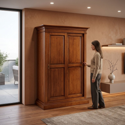 Wardrobe solid wood bedroom furniture wardrobe brown cabinets