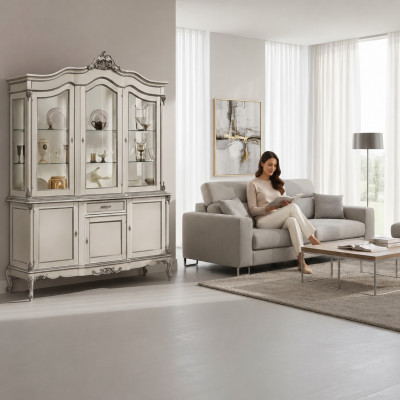 Display cabinet glass cabinet solid wood display sideboard Italian living room furniture new