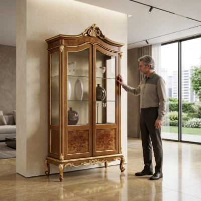 Wood Display Case Glass Cabinet Solid Wood Sideboard Display Cabinet Living Room Furniture