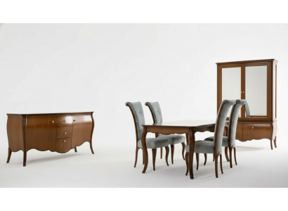 Complete Set Dining Table 4x Chairs Dining Room Set Group Wood Cabinet 7-piece