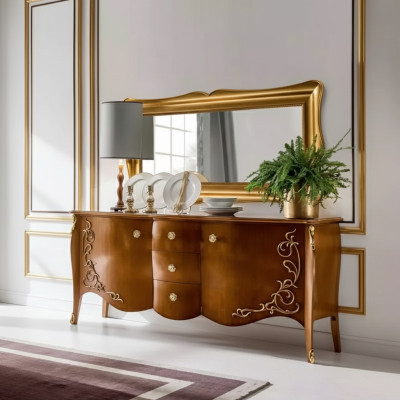 Sideboard Italian Furniture Mirror 2-piece Cabinet Sideboard Wardrobe Wood