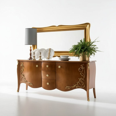 Sideboard Italian Furniture Mirror 2-piece Cabinet Sideboard Wardrobe Wood