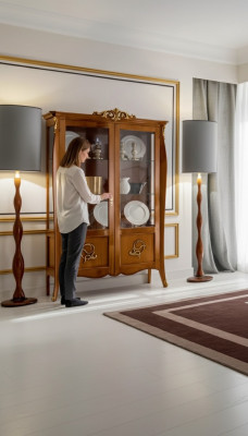 Luxury wooden display cabinet sideboard design brown Italian furniture cabinet new