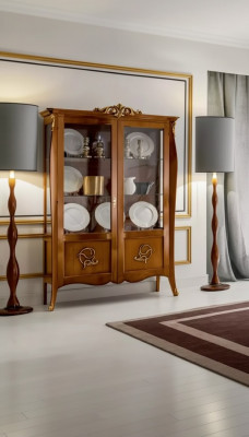 Luxury wooden display cabinet sideboard design brown Italian furniture cabinet new
