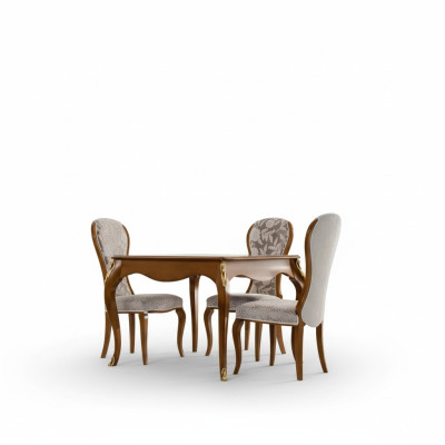 Luxury Dining Room Set Brown Suite Classic Table 4x Chairs Set 5-piece