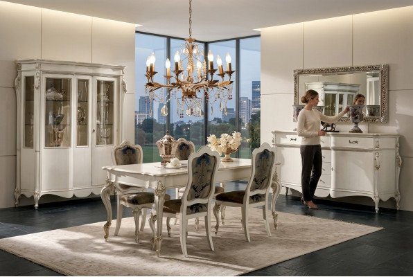 Classic dining table set with 4 chairs, dining room group, table seating group, 8-piece set.