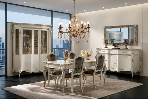 Classic dining table set with 4 chairs, dining room group, table seating group, 8-piece set.