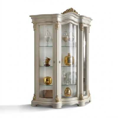 Showcase wooden cabinet classic white cabinets design living room glass