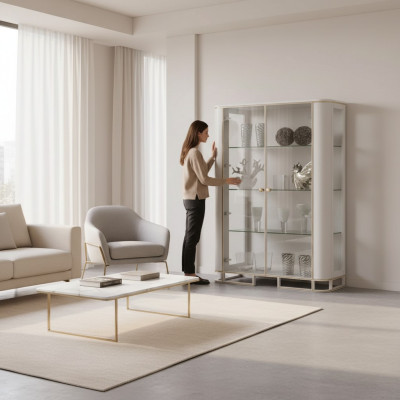 Designer display cabinet furniture wood white luxury vitrine cabinet design Italian furniture