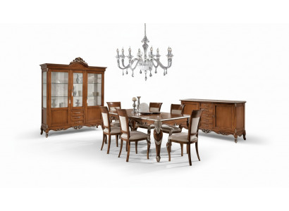 Dining table with 6 chairs, dining room dining set, classic sideboard, 9-piece set