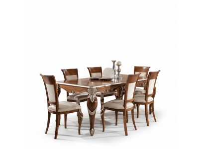 Classic Set Dining Table + 6x Chairs Set Tables Dining Room Group New