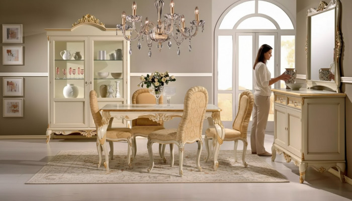 Dining table with 4 chairs dining room set, dining group wood 8-piece set.