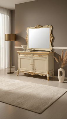 Luxury Sideboard Mirror 2-piece Sideboard Living Room Design Furniture Beige