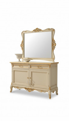 Luxury Sideboard Mirror 2-piece Sideboard Living Room Design Furniture Beige
