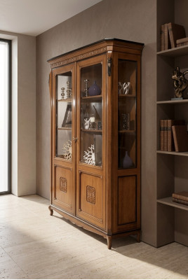 Luxury Cabinet Wood Furniture Display Shelf Design Classic Glass Cabinet