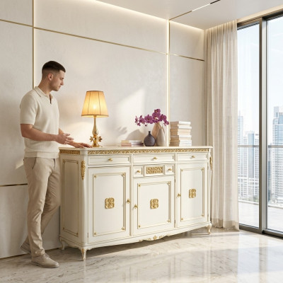 Luxury living room wooden chest of drawers sideboard cabinet side cabinet wood
