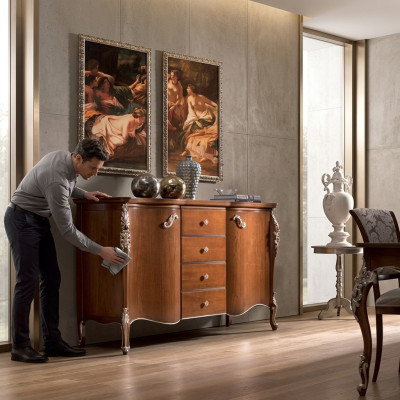 Sideboard Cabinets Furniture Solid Italian Wooden Cabinet Brown New