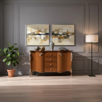 Sideboard Cabinets Furniture Solid Italian Wooden Cabinet Brown New