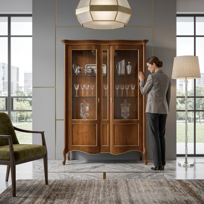 Italian luxury wood furniture classic style display cabinet living room new