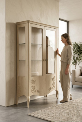 Showcase Wood Luxury Classic Sideboard Design Furniture Italian Beige
